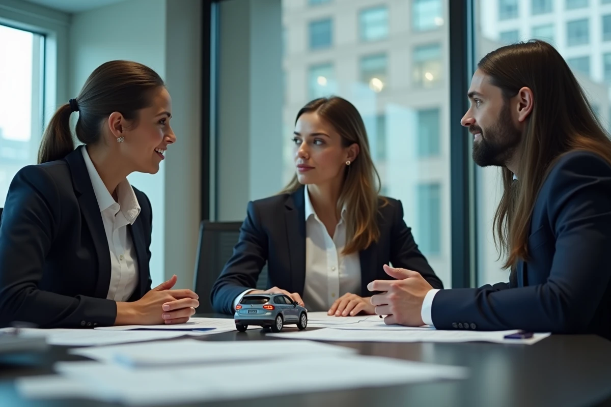 Groupe de professionnels discutant financement sécurité routière