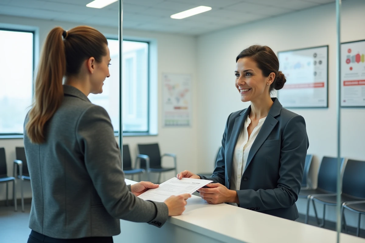 Femme déposant des documents administratifs pour récupérer des points de permis dans une préfecture