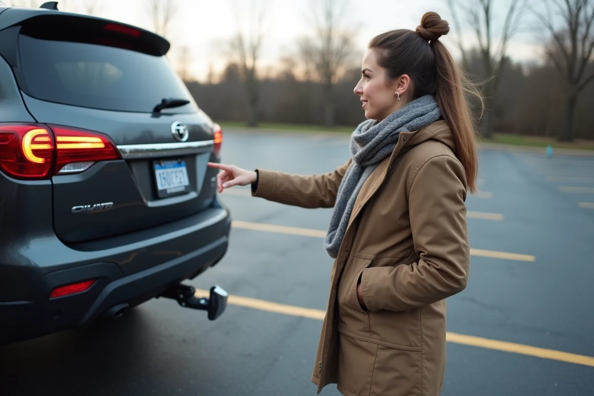 Jeune femme pointe une boule d