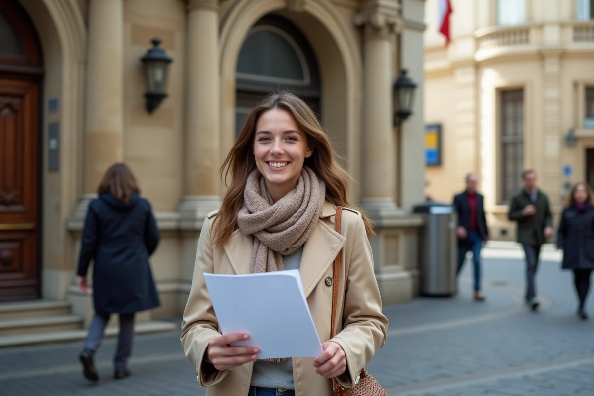 Jeune femme sortant d