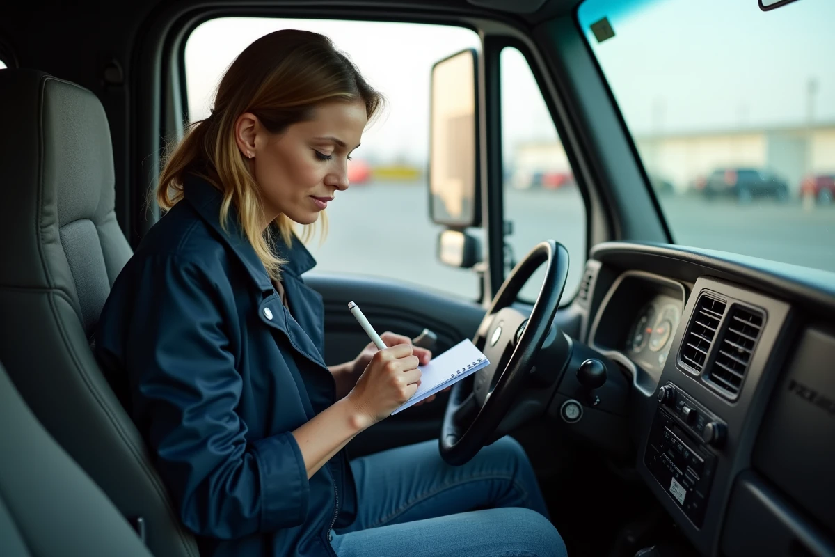 Femme controlant l odometre dans une voiture diesel