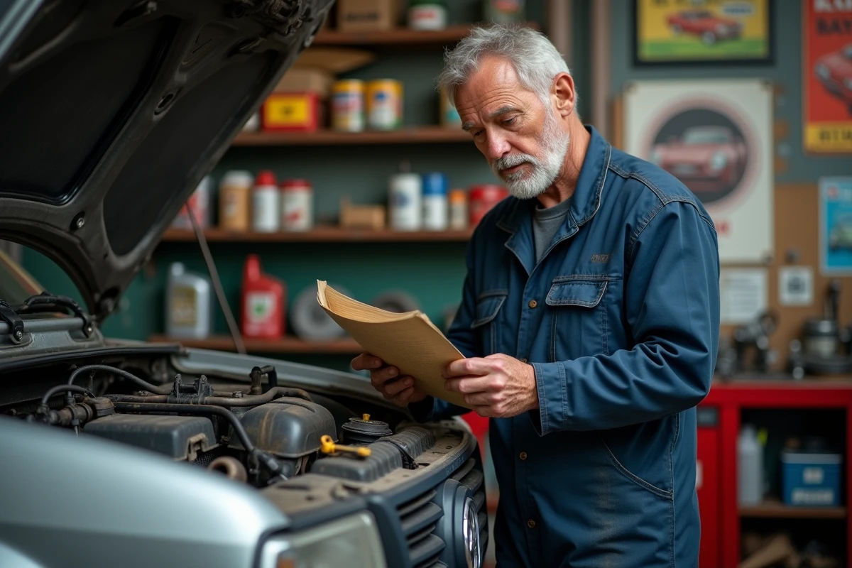 Un mécanicien français inspecte le moteur d'une LADA Niva dans un garage indépendant, illustrant les enjeux de l'après-vente après le retrait de la marque